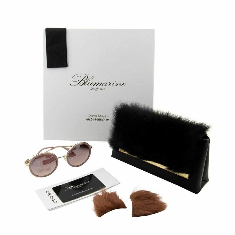 New Blumarine Limited Women Round Gold Pink Sunglasses SB-M109S Mirrored Lens